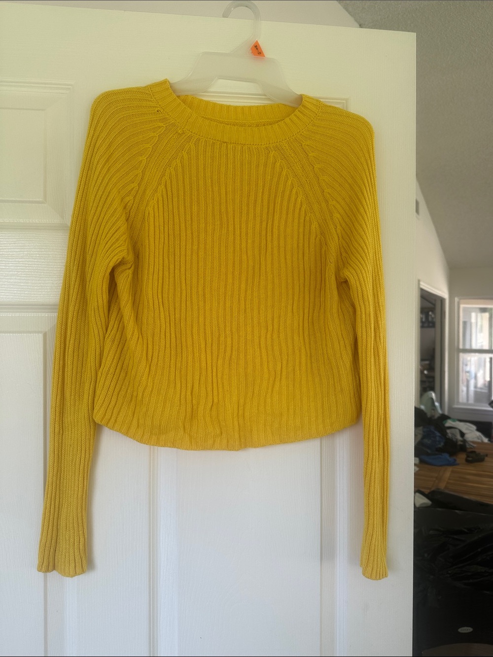 Garage Yellow Ribbed Crewneck Sweater